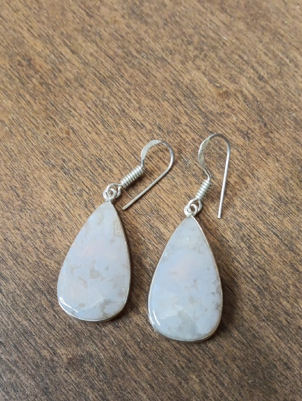 Handcrafted Ocean Jasper Teardrop Stone Dangle Earrings